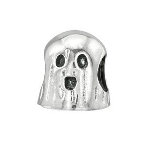 Sterling Silver Ghost Charm Bead - Adorable Spooky Cute Design